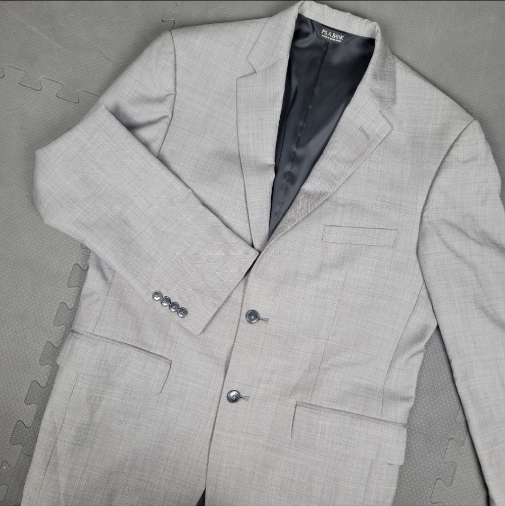Jos A Bank Traveler Blazer Jacket Tailored Fit Mens 41R Gray 100% Wool